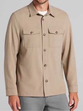 bp Men's Tan Button-Up Shirt Jacket